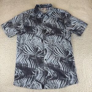 Roark Bless Up Shirt Men Xs Gray Nylon Button-Up Abstract Streetwear Stretch
